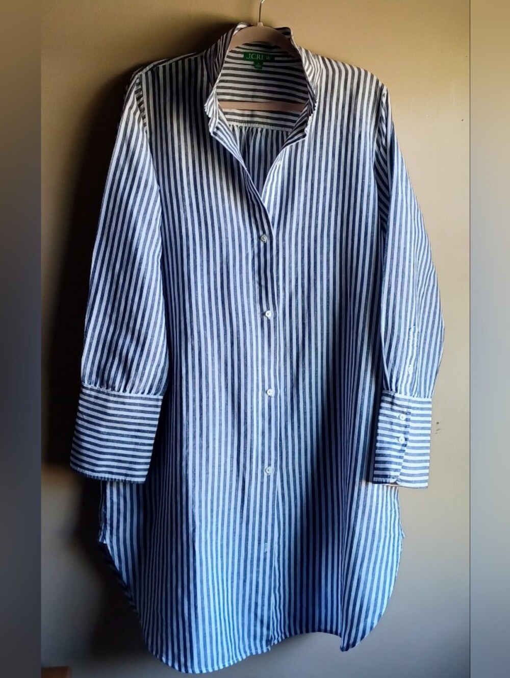 J.CREW Classic Fit Beach Shirt In Striped Linen-cotton Blend XL